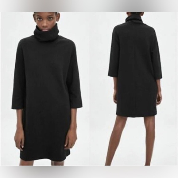 ZARA Gray Turtleneck Oversized Sweatshirt Dress S - Picture 1 of 9